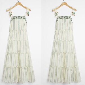 Anthropologie Safa Tiered Shimmer Midi Dress
